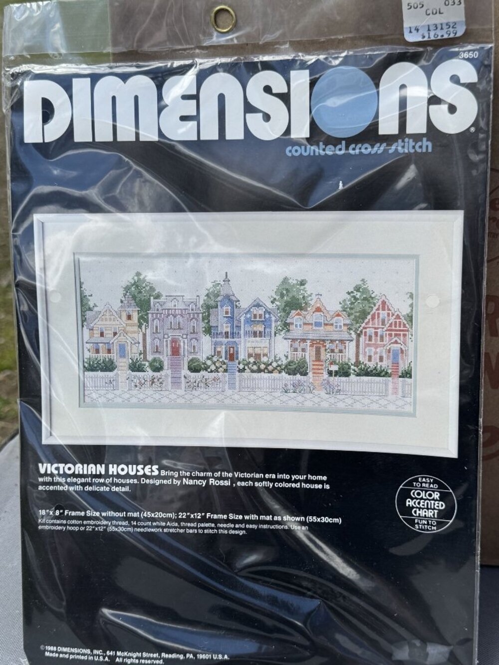 Victorian Houses Counted Cross Stitch Kit By Dimensions Nancy Rossi 18"x8" Frame